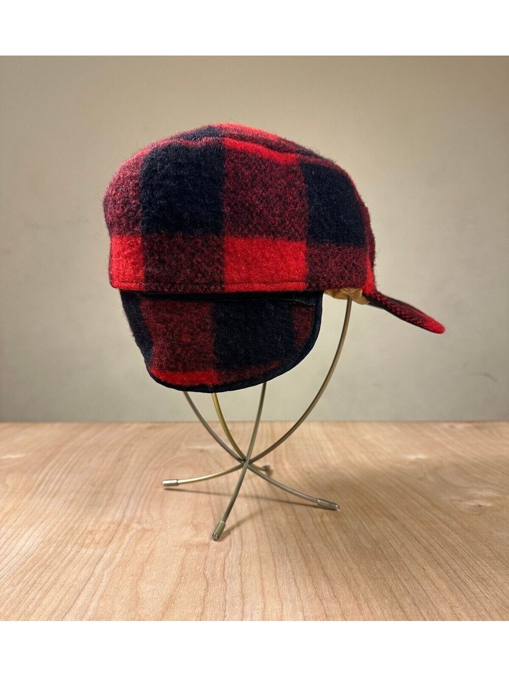 Vintage 50s Woolrich buffalo plaid hunting cap hat wool ear flap large xlarge